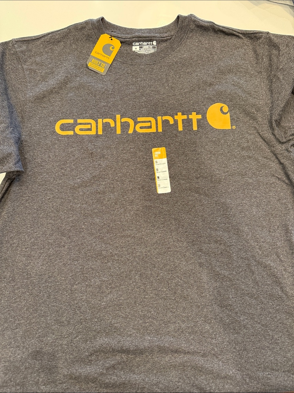 Carhartt Gray Heather T-Shirt with Yellow Logo